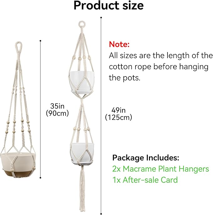 USLAI Macrame Plant Hanger Indoor Outdoor, Fits 4 to 15 Inch Pots, Strong - Image 3