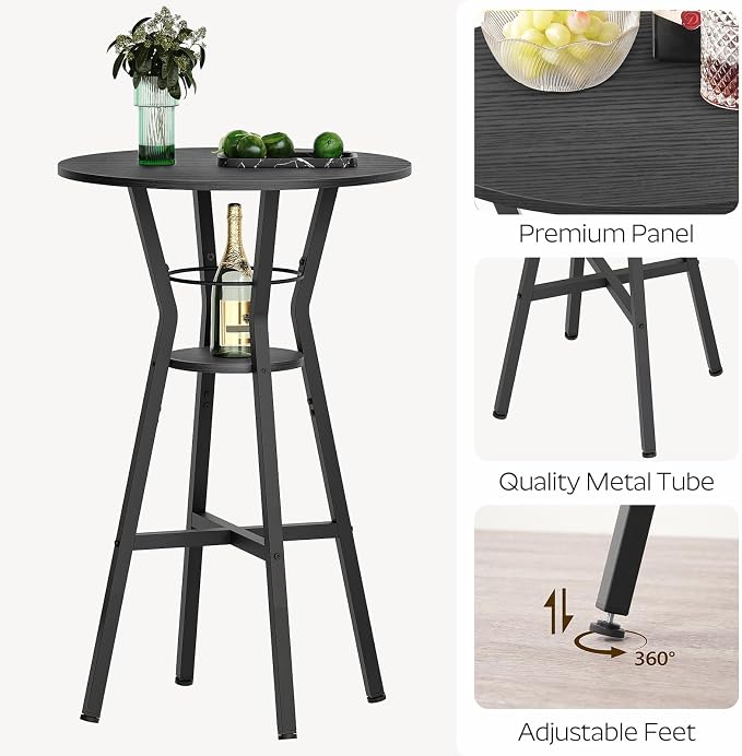 Bar Table, 2-Tier Round High Top Table, Pub Table, Home Bar Counter Height - Image 7