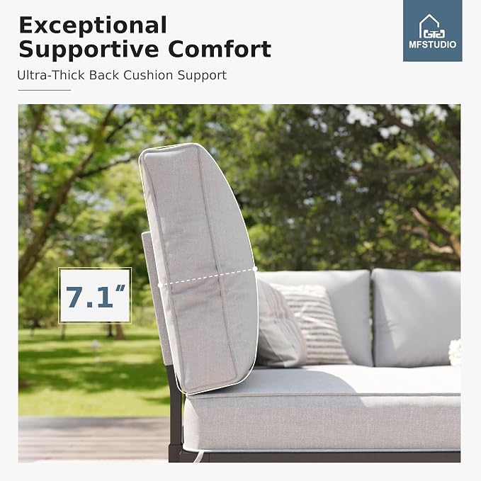 MFSTUDIO 9 Pieces Patio Furniture Set, Metal Outdoor Sectional Sofa Modular - Image 4