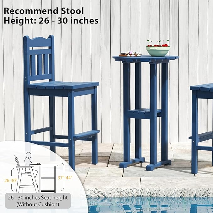 Sundale Outdoor 39 Inches Height Adirondack Bar Table, Patio HDPE Pub Height - Image 6