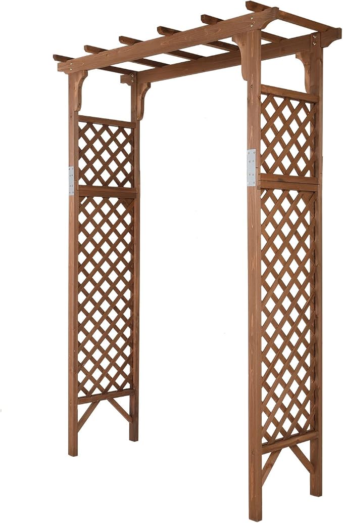 VINGLI Wood Garden Arbor, 85in Wedding Arch Garden Trellis by VINGLI