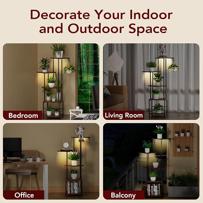 Plant Stand Indoor with Grow Light, 5-Tiered Tall Plant Stand Indoor, Metal - Image 7