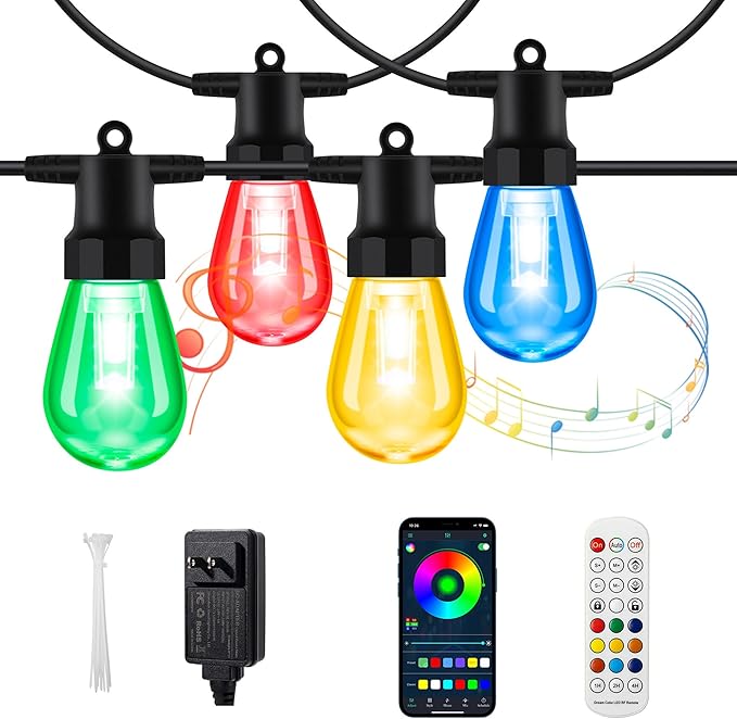 BBG Outdoor String Lights 50FT RGBW by BBG