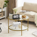VINGLI Glass Coffee Table, 25.6" Round Champagne Gold Coffee Tables by VINGLI