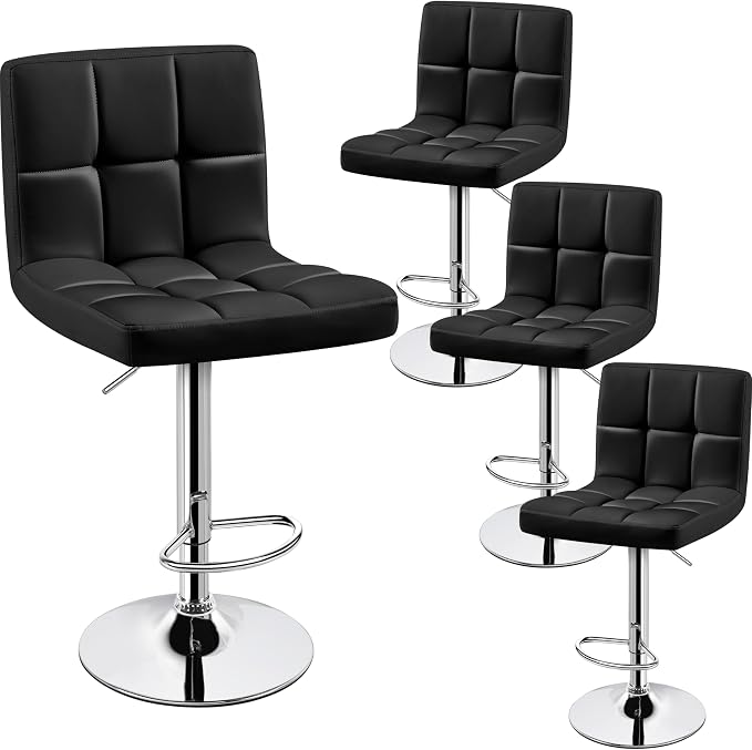 Yaheetech Bar Stools Set of 4, PU Leather Swivel Barstools, Height Adjustable by Yaheetech