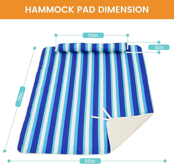 Lazy Daze Hammocks 2 Person Hammock Pad and Pillow Set, Double Polyester - Image 5