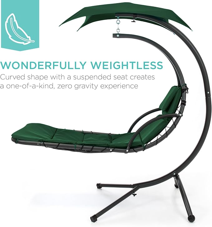 Best Choice Products Outdoor Hanging Curved Steel Chaise Lounge Chair Swing - Image 3