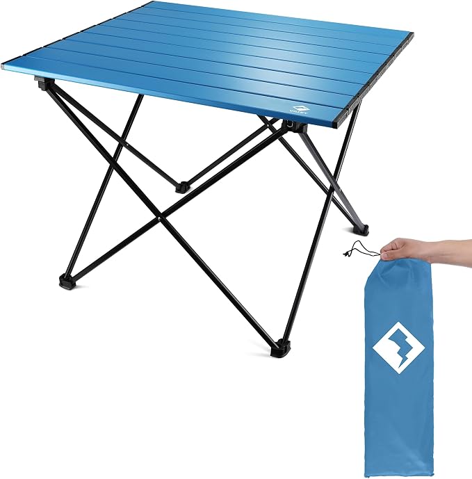 VILLEY Portable Camping Side Table, Ultralight Aluminum Folding Beach Table by VILLEY