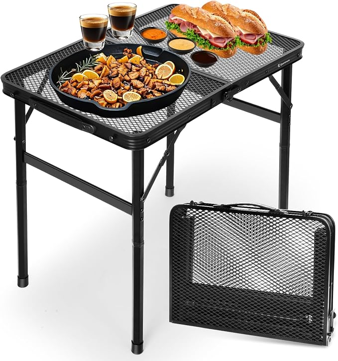 2Ft Small Folding Table with Carry Handle, Camping Table Adjustable Height - Image 9