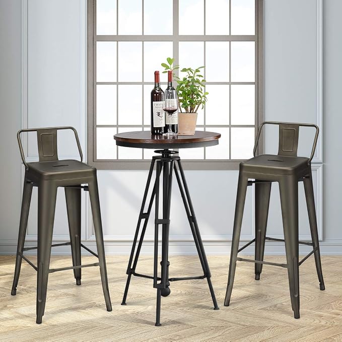 COSTWAY Metal Bar stools Set of 4, - Image 6
