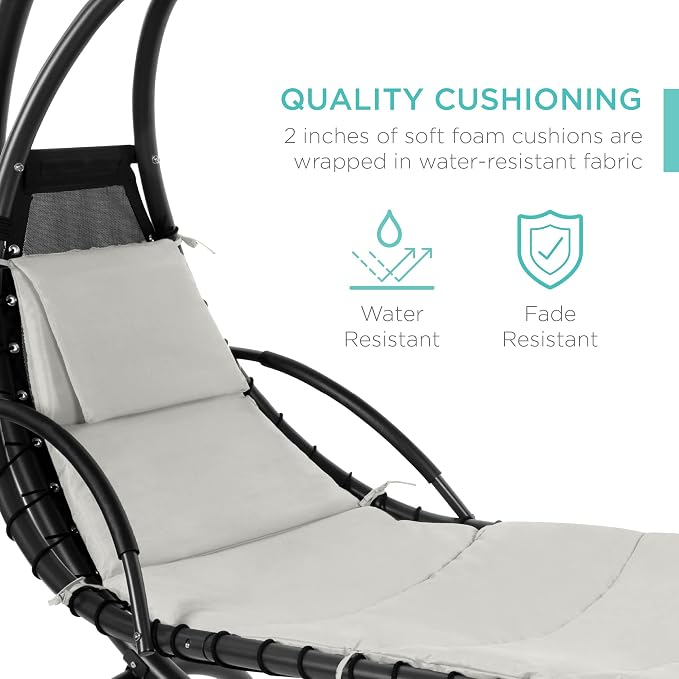 Best Choice Products Outdoor Hanging Curved Steel Chaise Lounge Chair Swing - Image 5