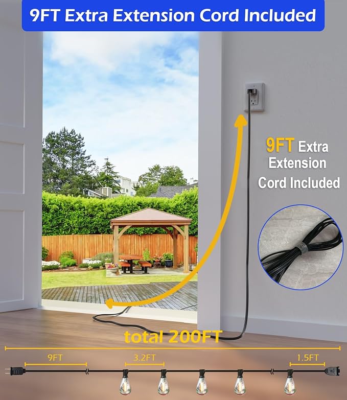 Luckystyle 200FT LED Outdoor String Lights - Image 2