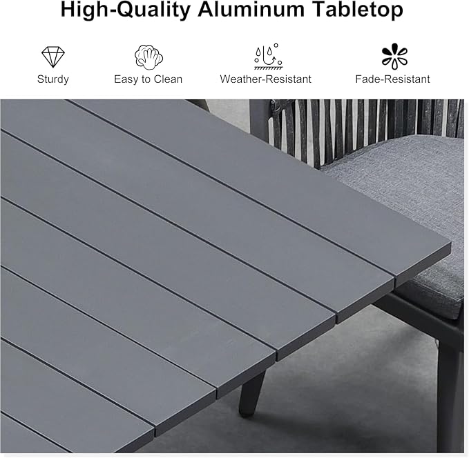 PURPLE LEAF 7 Pieces Longer Outdoor Dining Set - Image 5