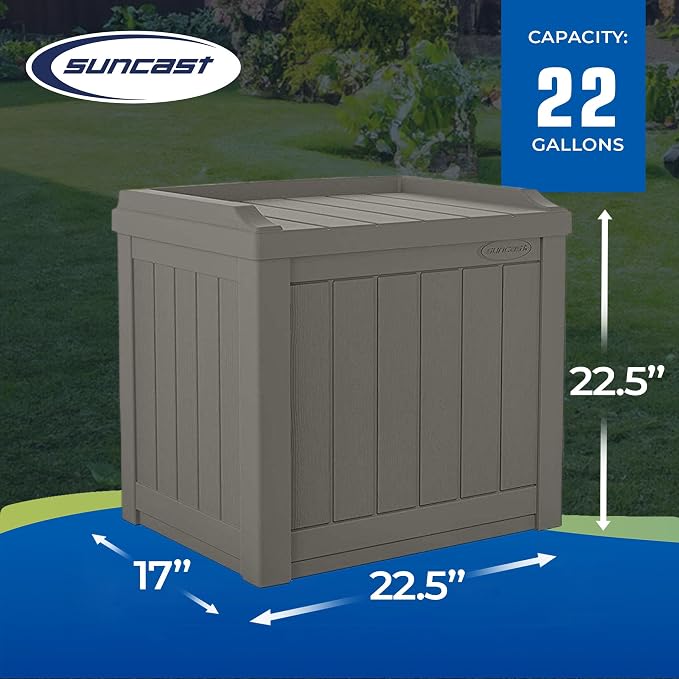 Suncast 22 Gallon Indoor or Outdoor Backyard Patio Small Storage Deck Box - Image 3