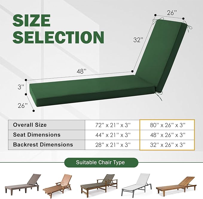 Chaise Lounge Cushions Outdoor, Outdoor Chaise Cushion - Image 3