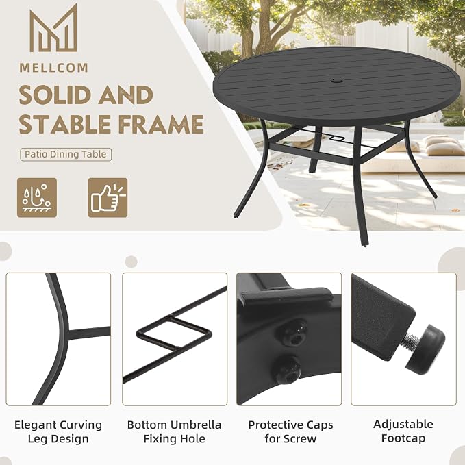 MELLCOM 53'' Round Outdoor Dining Table - Image 4