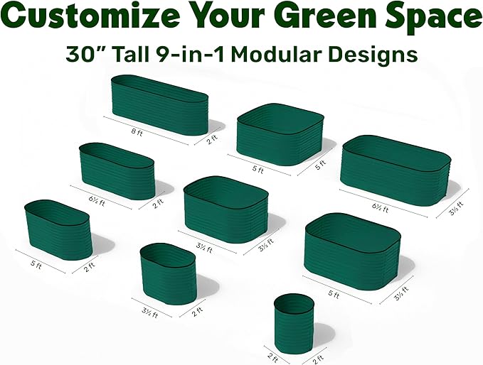 9-in-1 Galvanized Raised Garden Beds Outdoor // 8×2×2.5 ft Modular Planter - Image 2