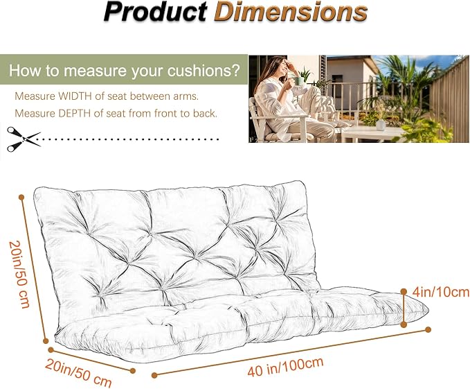 2-3 Seat Swing Replacement Cushion, Outdoor Bench Cushions - Image 6