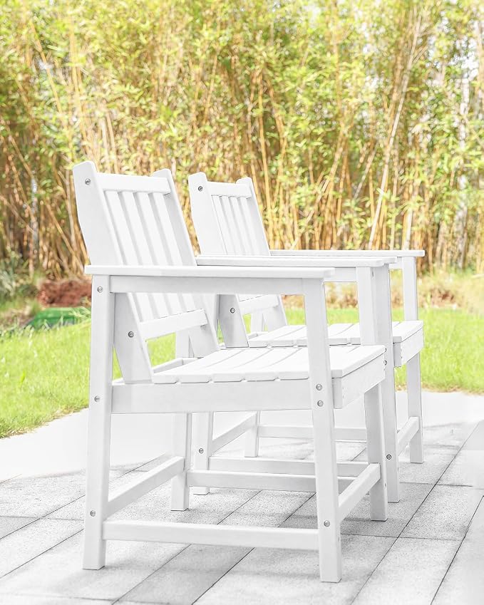 Patio Dining Chair Set of 2, HDPE Outdoor Dining Chair, Ergonomic HDPE Dining - Image 9