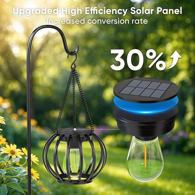 Solar Lanterns Outdoor Waterproof: 2 Pack Metal Hanging Decorative Solar Lights - Image 5