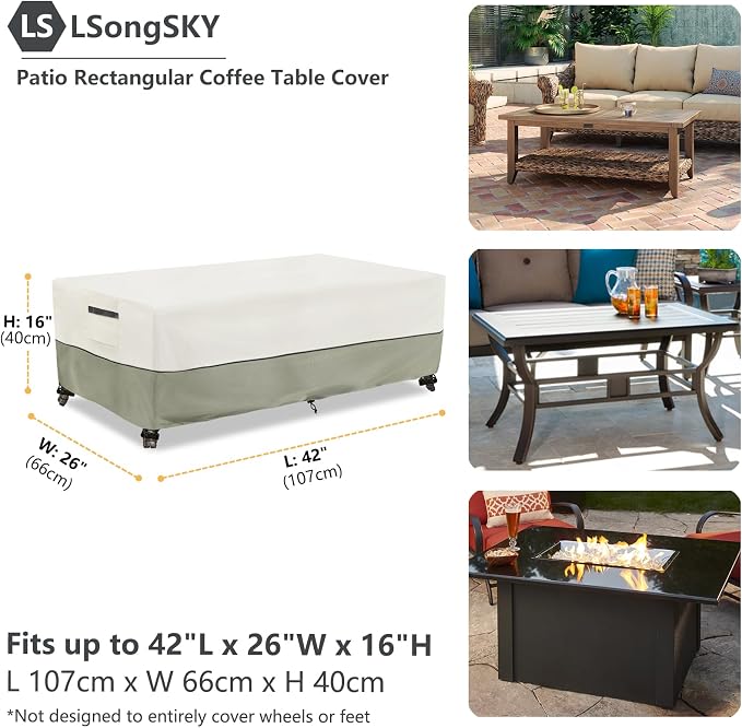Outdoor Coffee Table Cover, Waterproof Rectangular Patio Small Side Table Cover - Image 2