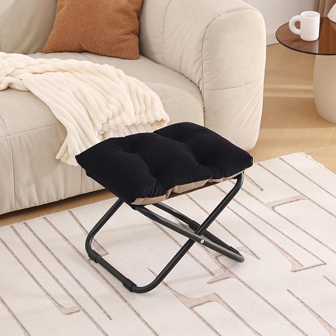 LITA Folding Footrest Stool, Portable Ottoman Foot Rest, Upholstered Small - Image 9