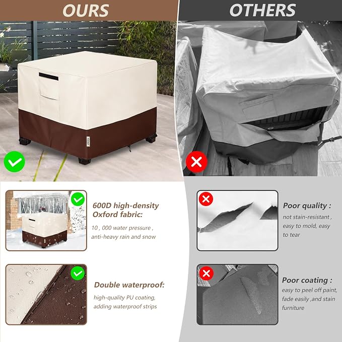 Patio Ottoman Cover Waterproof Square Outdoor Small Side Table Covers, Outdoor - Image 7