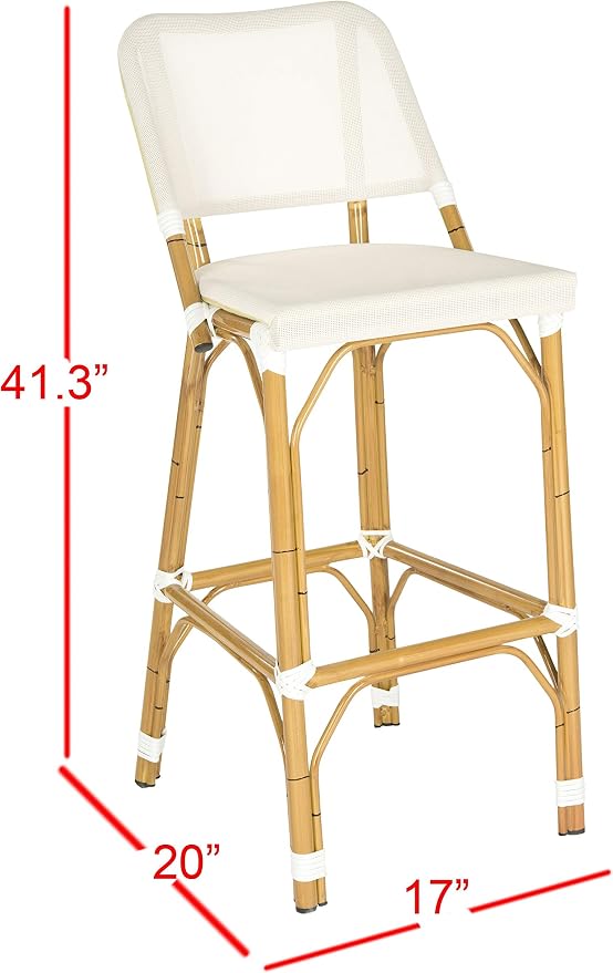 Safavieh Home Collection Deltana Beige Indoor/ Outdoor Barstool - Image 3