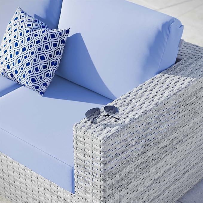 Modway Convene Wicker Rattan Outdoor Patio Right-Arm Loveseat in Light Gray - Image 9