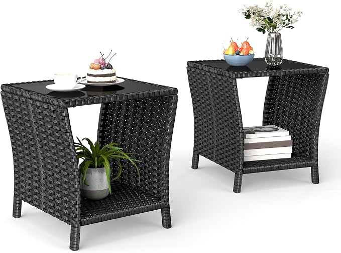 Kinfant Rattan Patio Side Table by Kinfant