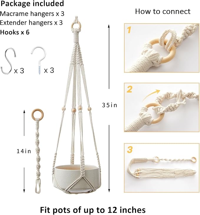 CADNLY Macrame Plant Hangers Indoor – Rope Hanging Plant Holder - Image 3