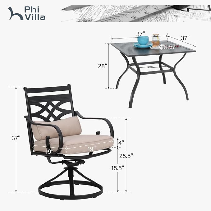 PHI VILLA 5 Pieces Outdoor Dining Set - Image 2