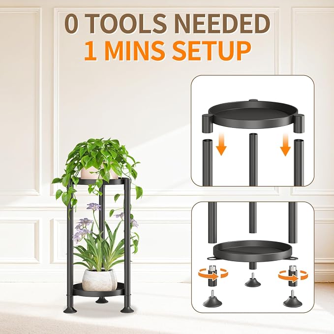 LASZOLA 2 Tier Black Corner Plant Stand Indoor - Image 3