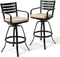 Pellebant 29.5" Sunbrella Outdoor Bar Stools Set of 2, Aluminum Swivel Patio by Pellebant