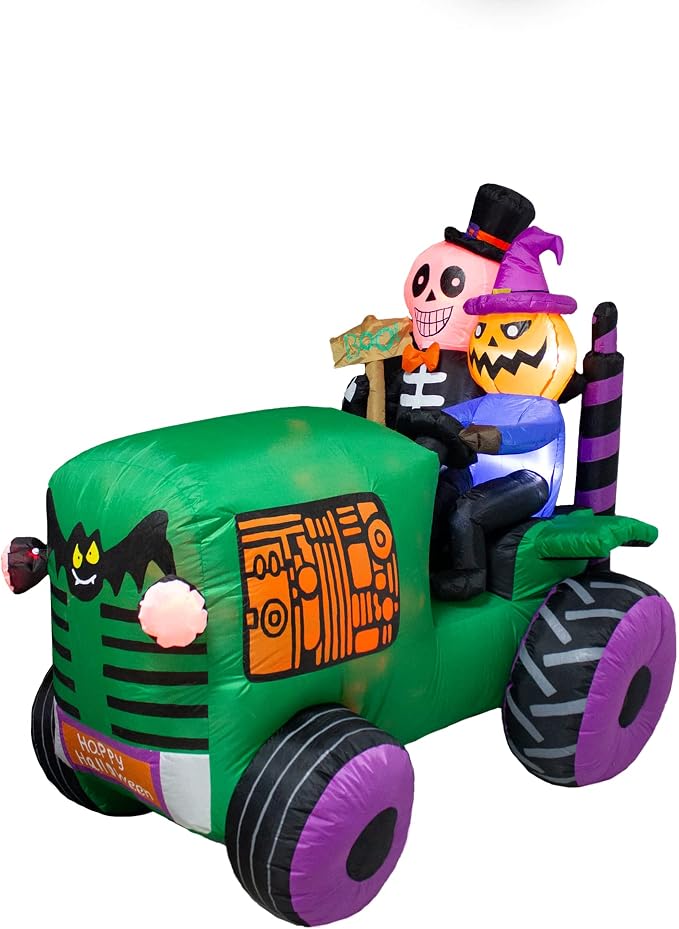 5.5Ft Long Halloween Inflatable Ghost Tractor Decoration - Image 8