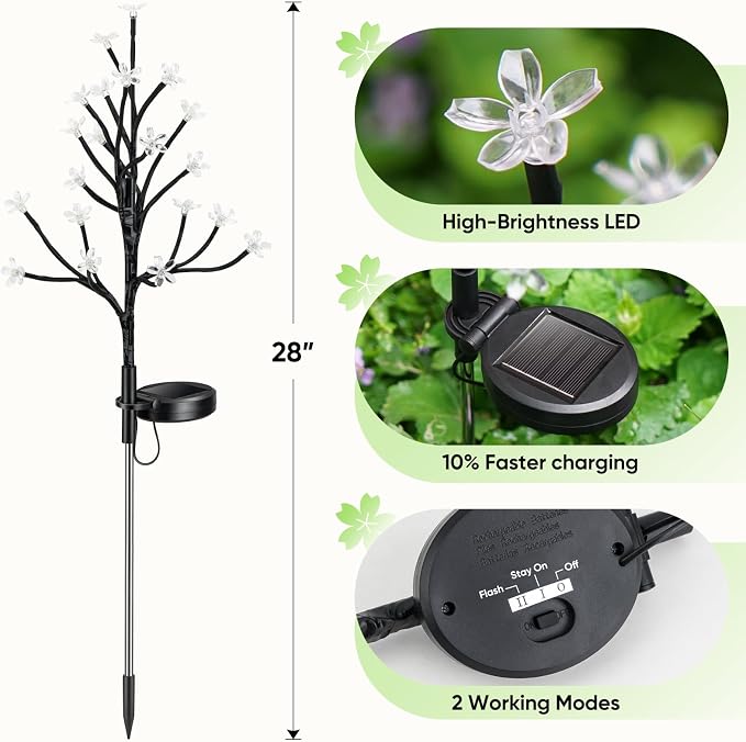 Solar Garden Lights Waterproof, Sola Lights Outdoor Decorative 4Pack, 80Led - Image 8