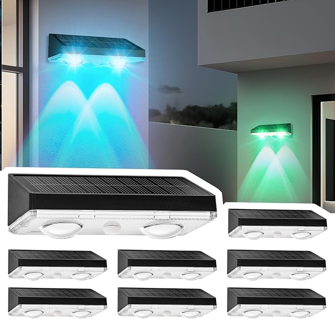 Solar Fence Lights Outdoor 8 Pack – IP65 Waterproof Wireless Solar Deck Lights by Unknown