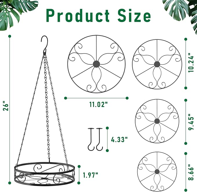 4-Pack Metal Hanging Planters for Outdoor Plants - Image 4