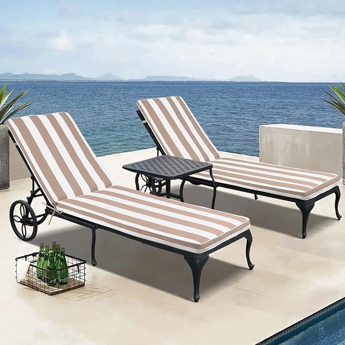 Only choice 2 Pcs Set Outdoor Lounge Chair Cushions Patio Chaise Lounge - Image 2