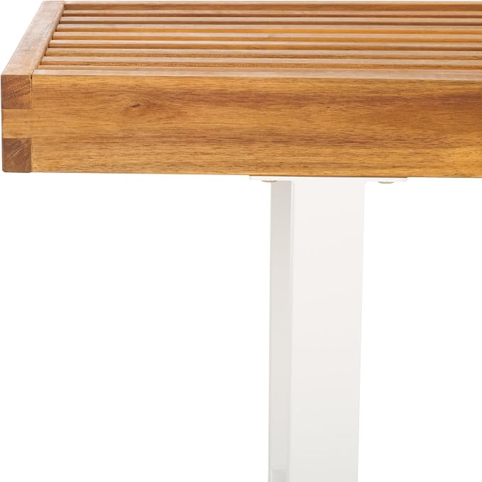 SAFAVIEH Outdoor Collection Monti Natural/White Solid Wood Bench - Image 9
