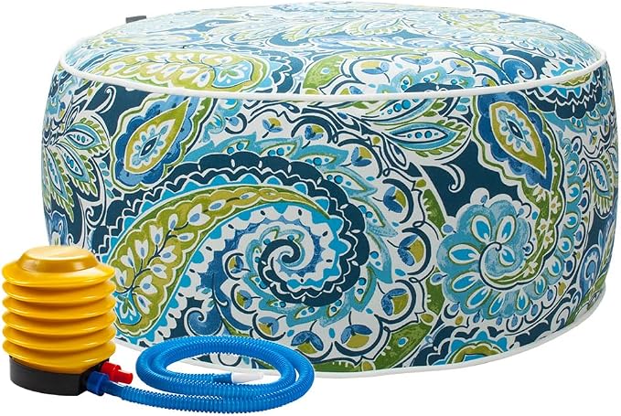Magpie Fabrics Indoor/Outdoor Inflatable Stool Ottoman Pouf, Water Repellent by Magpie+Fabrics