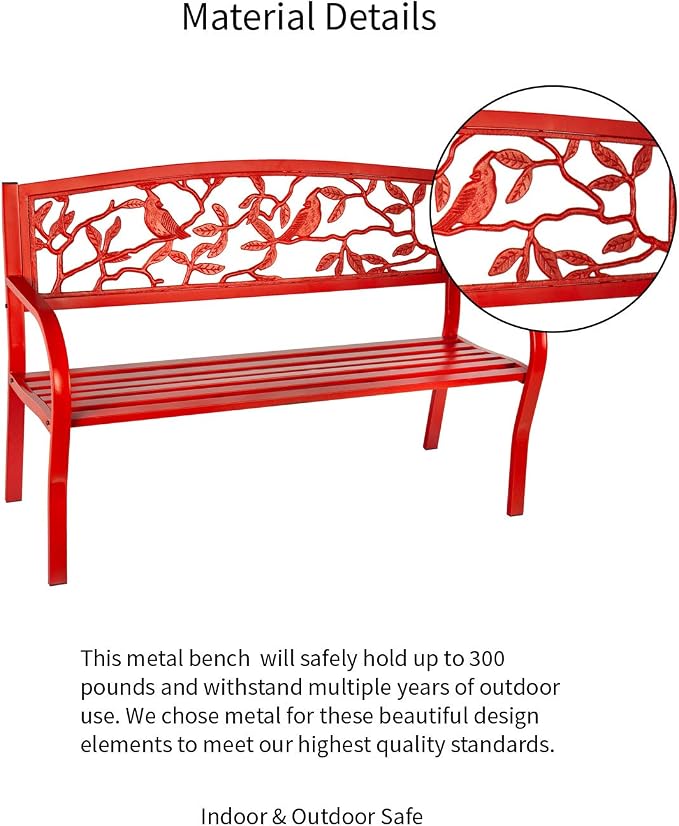 Evergreen Weatherproof Cardinal Outdoor Bench | Holds Up to 300 lbs | Furniture - Image 8