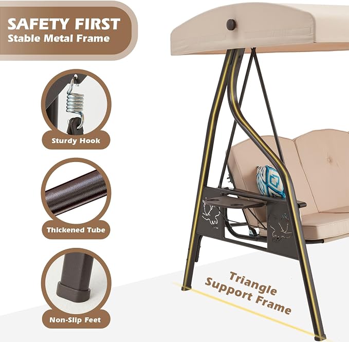 3-Seat Outdoor Porch Swing - Image 3