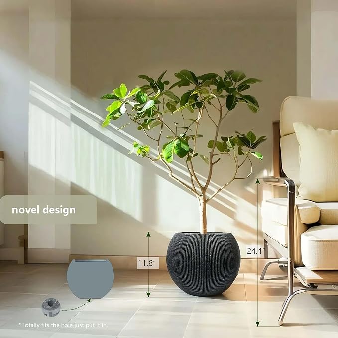 14.5 Inch Dia Plastic Round Black Planters - Image 7