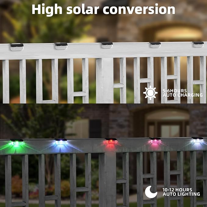 Solar Step Lights Outdoor, 8 Pack RGB Color Changing Christmas Solar Fence - Image 7