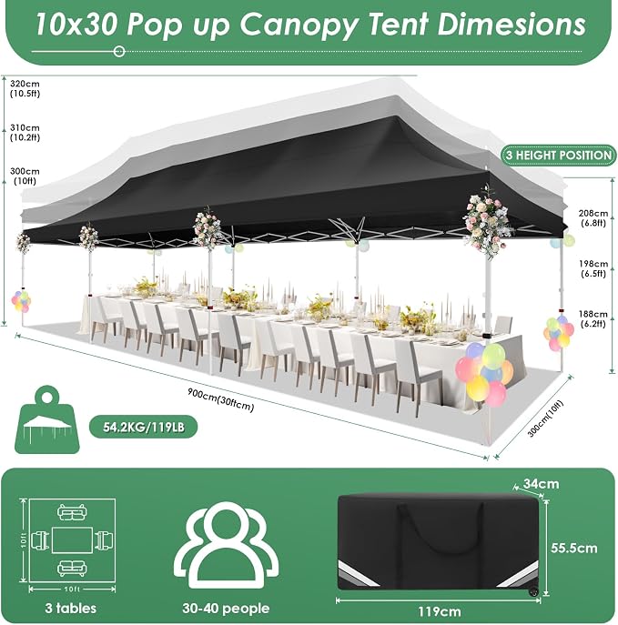 COBIZI Canopy Tent 10x30 Pop Up Canopy - Image 6