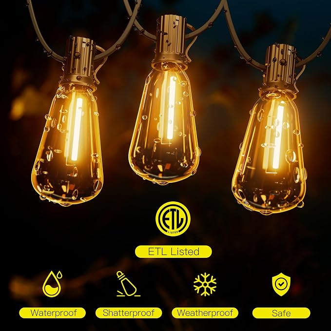 OHLUX Outdoor Light String, 30FT Dimmable Outdoor String Lights - Image 2