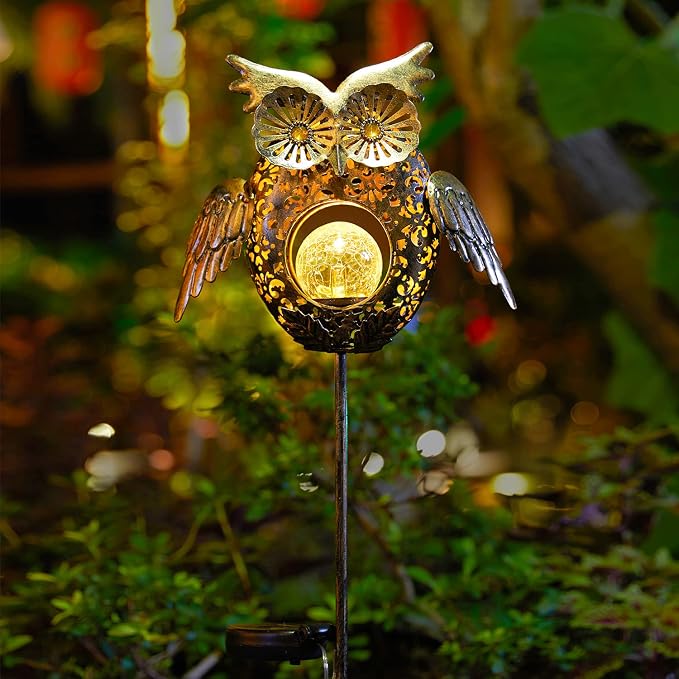 Go2garden Solar Lights Outdoor Owl Garden Gifts Mom Metal Stakes Lights - Image 6