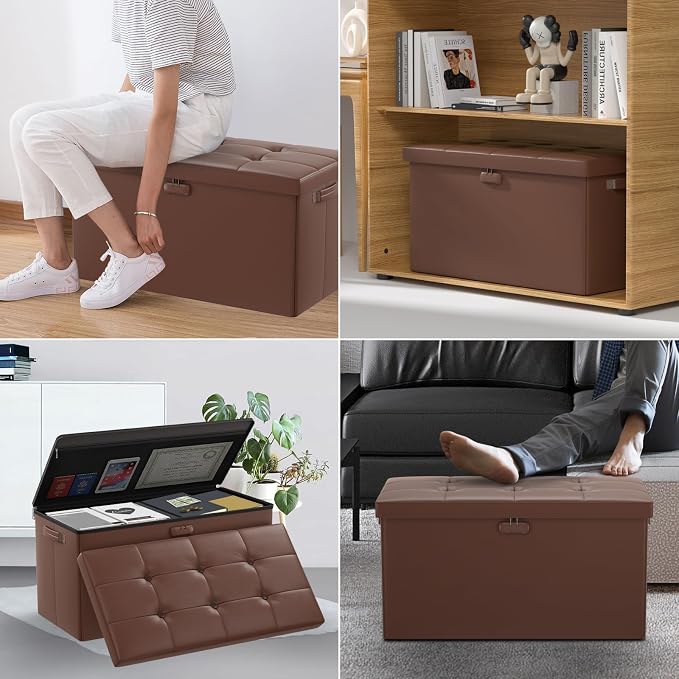 ENGPOW Storage Ottoman Bench, Fireproof Folding Bench - Image 5