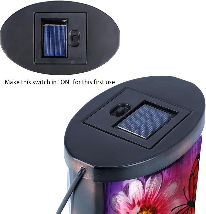 Hanging Solar Lantern Outdoor Waterproof Flowers Butterfly Solar Lights Glass - Image 7